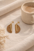 Alfama Earrings handmade cork earrings with gold-tone stainless steel bar — Bella Cork Studio
