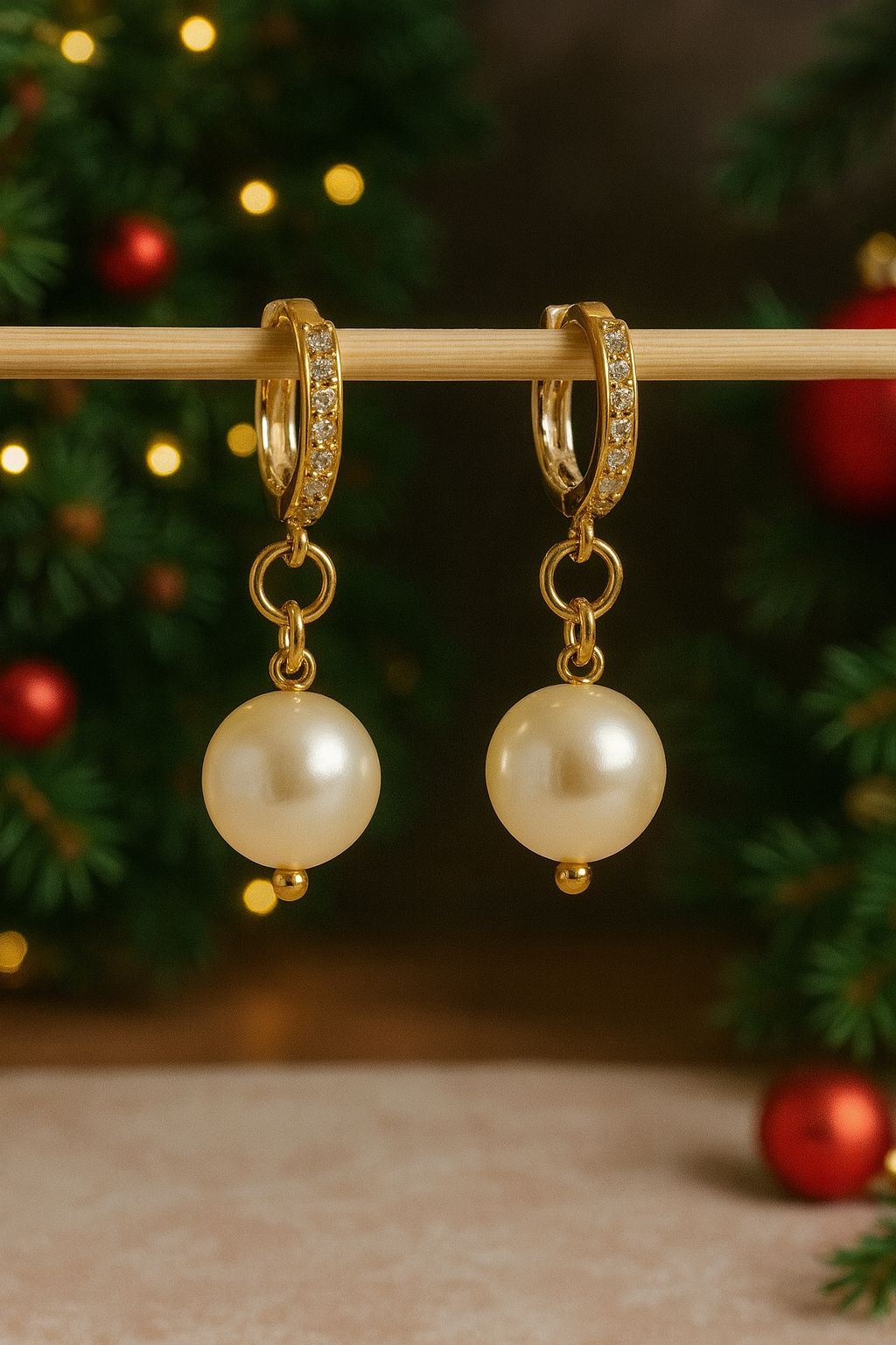 Aurora Pearl Hoop Earrings