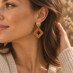 Azulejo Gold Cork Drop Earrings
