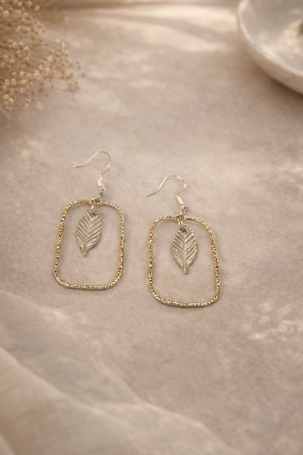Bella 2 handmade sterling Silver & Brass Earrings - Bella Cork Studio