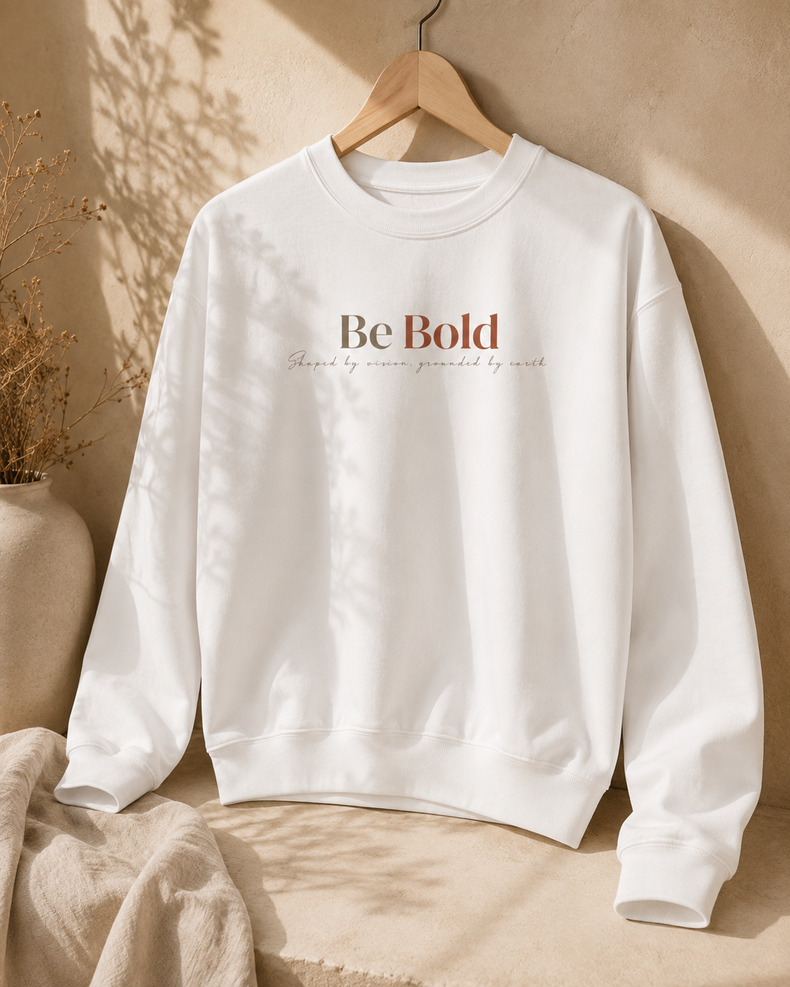 Be Bold Crewneck Sweatshirt — Inspirational Minimalist White Pullover