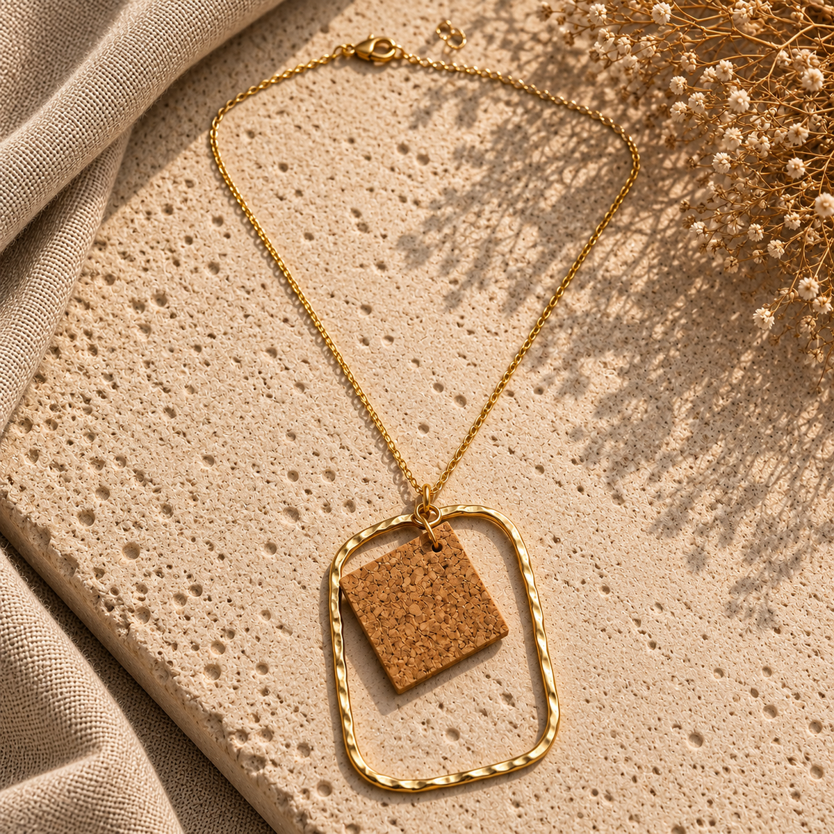 Brisa Cork Tile Necklace