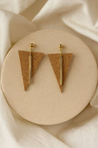 Chiado Earrings handmade cork earrings with gold-tone stainless steel bar — Bella Cork Studio