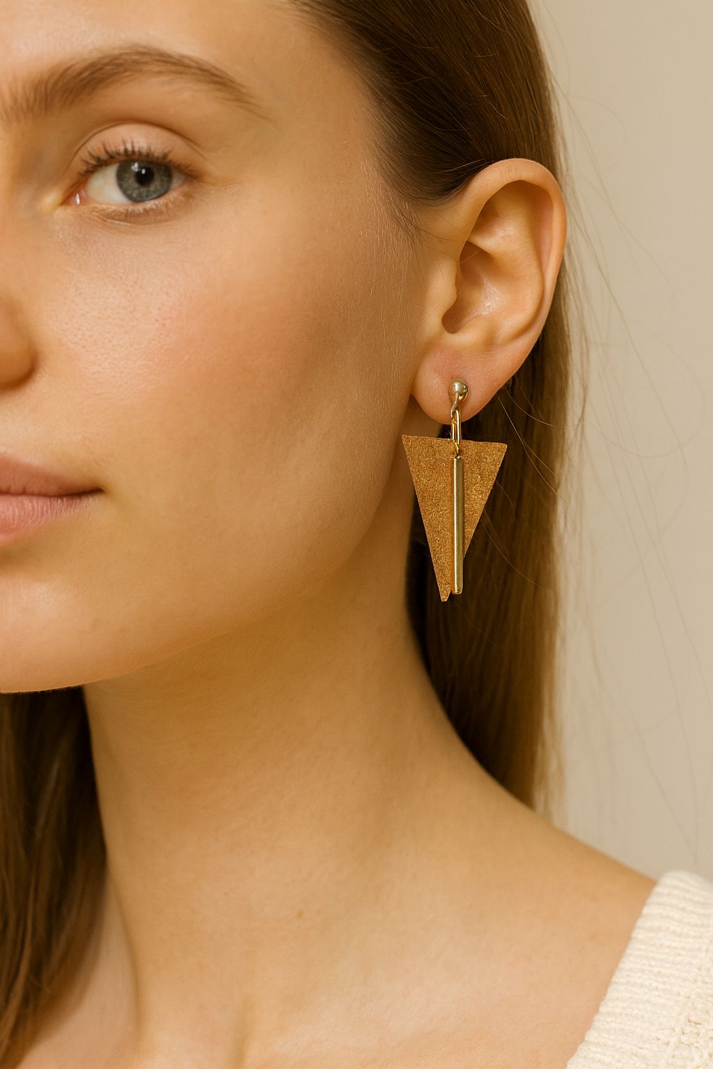 Chiado Earrings handmade cork earrings with gold-tone stainless steel bar — Bella Cork Studio