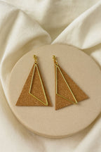 Lapa Earrings handmade cork earrings with gold-tone stainless steel bar — Bella Cork Studio