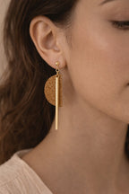 Miradouro Earrings handmade cork earrings with gold-tone stainless steel bar — Bella Cork Studio